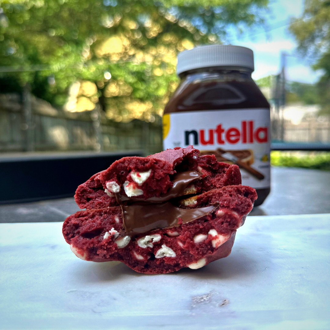 Nutella-Stuffed Red Velvet Cookie